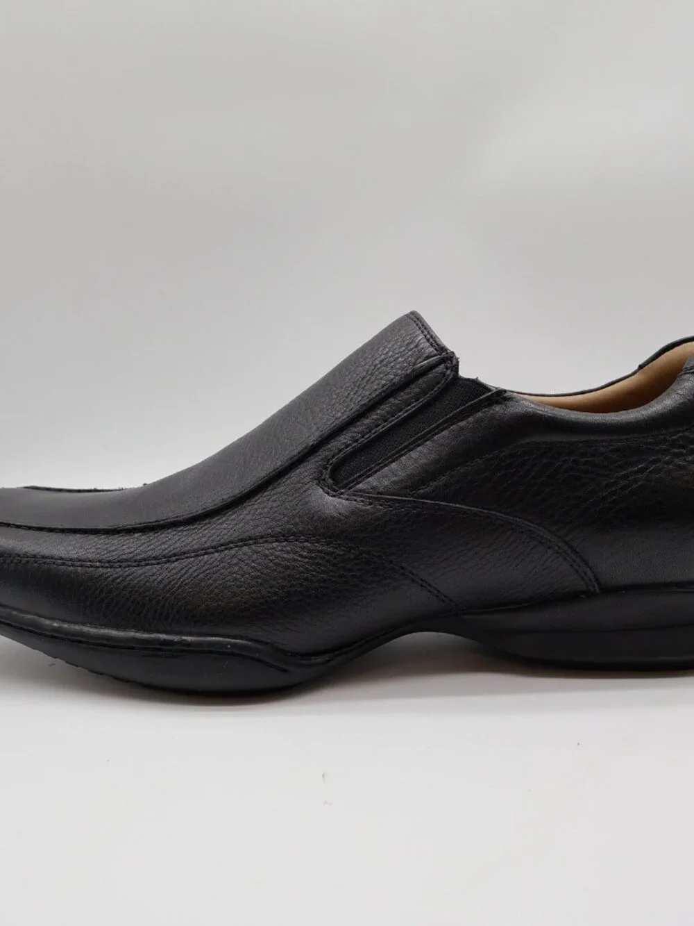 Hush Puppies Santiago Men's 12 Black Leather Slip-On Dress Loafers